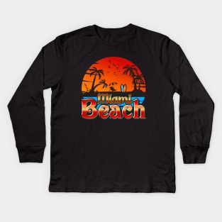 Miami florida beach Sunset Kids Long Sleeve T-Shirt